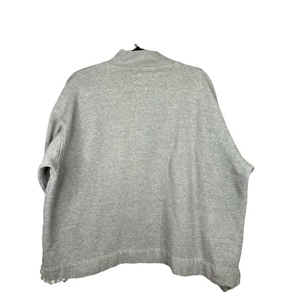 Tommy Hilfiger Unisex Grey Long Sleeve Quarter Zip Pullover Distressed Size XL - Picture 2 of 10